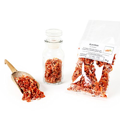 Karotten geschnitten, Premium Lebensmittelqualität Möhren getrocknet, Suppengewürz, Suppengrün, Kuchengewürz, Topping & Dekoration, glutenfrei, 30g von Feine Würze