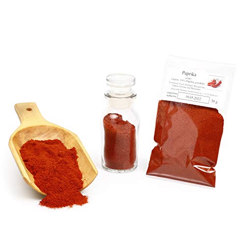 Paprika rosenscharf, Paprikapulver geräuchert scharf, Paprikagewürz für Gulasch und Braten, Premium-Qualität, Dip Mischung, glutenfrei, 30g von Feine Würze