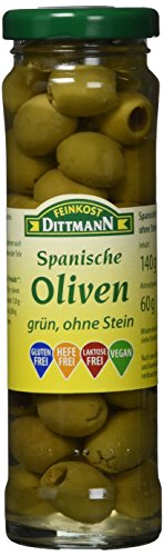 Feinkost Dittmann Grüne Oliven ohne Stein (1 x 140 g) (Packung mit 6) von Feinkost Dittmann