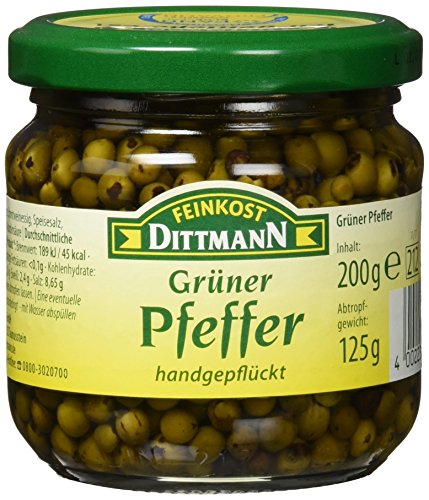 Feinkost Dittmann Grüner Pfeffer Glas, 3er Pack (3 x 200 g) von Feinkost Dittmann