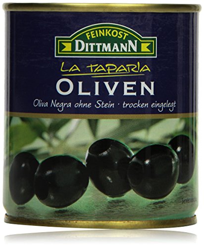 Feinkost Dittmann Oliven Schwarz Trocken ohne Stein, 85 g (85 g (1er Pack)) von Feinkost Dittmann