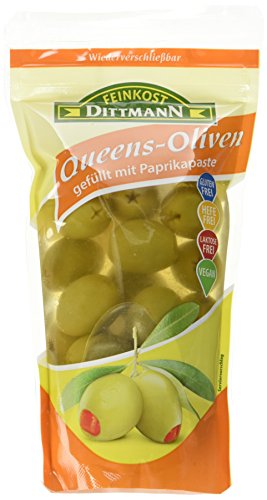 Feinkost Dittmann Queens-Oliven gefüllt mit Paprikapaste, 5er Pack (5 x 125 g) von Feinkost Dittmann