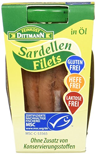 Feinkost Dittmann Sardellen in Sonnenblumenöl MSC zertifiziert, 2er Pack (2 x 80 g) von Feinkost Dittmann