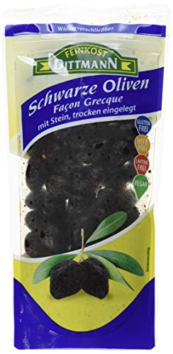 Feinkost Dittmann Schwarze trockene Oliven mit Stein (1 x 250 g) von Feinkost Dittmann
