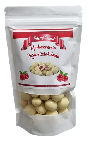 Gefriergetrocknete Himbeeren in edler weißer Joghurtschokolade 300 g | schokolierte Früchte von Feinkost Student von Feinkost Student