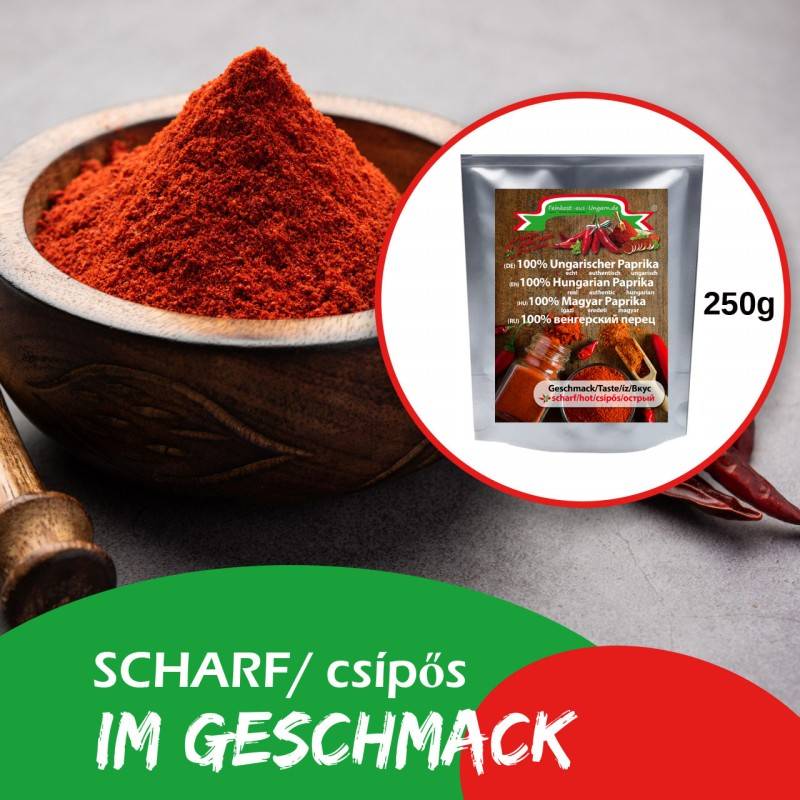 Ungarischer Paprika 250g Eigenmarke - Feinkost-aus-Ungarn.de - SCHARF von Feinkost-aus-Ungarn.de | MACK