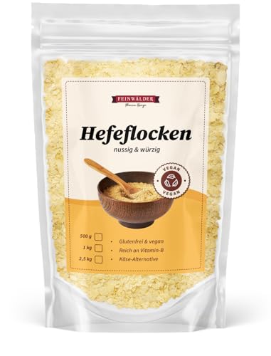 Feinwälder® Hefeflocken 1 kg – reich an Vitaminen, ideal zum Verfeinern von Gerichten, als Käseersatz und für die vegane Ernährung 100 % natürliche Nährhefe, Edelhefeflocken, glutenfrei, Yeast Flakes von Feinwälder