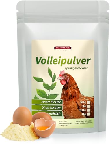 Feinwälder® Volleipulver/Eipulver aus Hühnereiern/Eiersatz für Kochen und Backen/lang haltbare Trocken-Nahrung im wiederverschließbaren Beutel (500 g) von Feinwälder