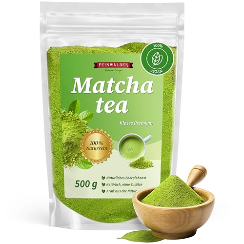 Feinwälder® 1kg Matcha Tee Pulver kraftvoll & 100% natürlich - Hochwertiger Matcha Powder Tea, reich an Antioxidantien, ideal für Teezeremonien, Smoothies und Backen - Matchapulver Grüntee vegan von Feinwälder