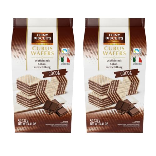 Feiny Biscuits Cubus Wafers Kakao Waffeln Mit Kakaocremefüllung Vorteilspackung 2 x 125g von Feiny Biscuits