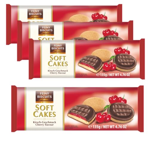 Feiny Biscuits Soft Cakes Kirsch-Geschmack Biskuits Gefüllt Mit Einem Gelee Vorteilspackung 4 x 135g von Feiny Biscuits