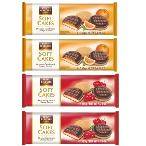 Feiny Biscuits Soft Cakes Kirschgeschmack Und Orangengeschmack Biscuits Gefüllt Mit Einem Gelee Set 4 x 135 g von Feiny Biscuits