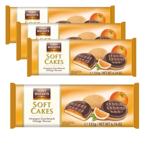Feiny Biscuits Soft Cakes Orangen- Geschmack Biscuits Gefüllt Mit Einem Gelee Mit Orangengeschmack Vorteilspackung 4 x 135 g von Feiny Biscuits