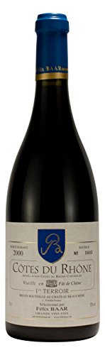 Alter französischer Qualitätswein Côtes-Du-Rhône 1er Terroir 2000 Frankreich Rot Trocken von Félix Baar Grands Vins Fins