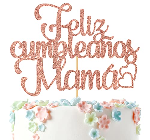 Feliz Cumpleaños Mama Cake Topper, Best Mom Ever, Happy Mothers Day, Mom Birthday Party Dekorationen Rose Gold Glitter von Ferastar