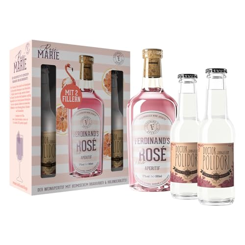 Ferdinand's | Rosé Aperitif | Perfektes Sommergetränk mit Rhabarber und Holunderblüte | Mit Doctor Polidori Dry Tonic Water | 500ml + 2 x 200ml | 17% vol. von Ferdinand´s