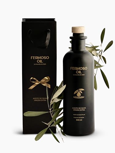 FERMOSO Olivenöl | Natives Olivenöl Extra [500ml Flasche] Geschenkset – Premium Spanisches Olivenöl aus Andalusien | Kaltgepresst | 100% Picual-Oliven | D.O. Sierra Mágina zertifiziert von Fermoso Oil