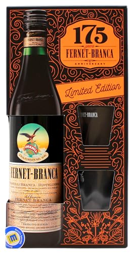 Fernet-Branca Bitter Likör 39% vol. inklusive 2 Gläser Limited Edition, (1 x 0.7 l Flasche mit 2 Gläsern) von Fernet Branca