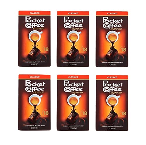 6x Ferrero Pocket Coffee Espresso 18 Pezzi Pralinen mit flüssigem Kaffee gefüllt 225g von FOXCUP