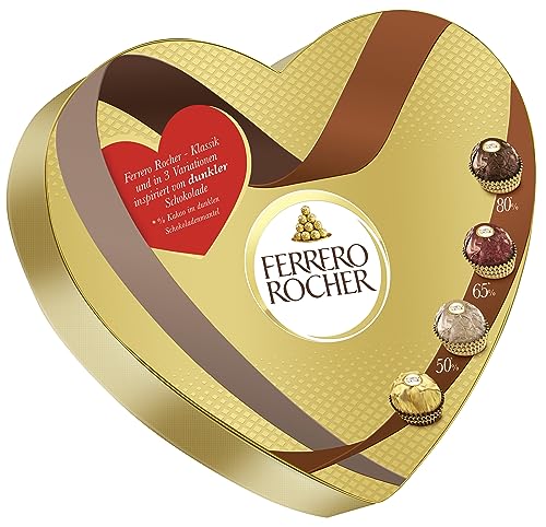 Ferrero Rocher Herz – Knusprig-cremige Nuss-Pralinen-Spezialität in dekorativer Herzschachtel – 1 Packung à 125 g von Ferrero Rocher