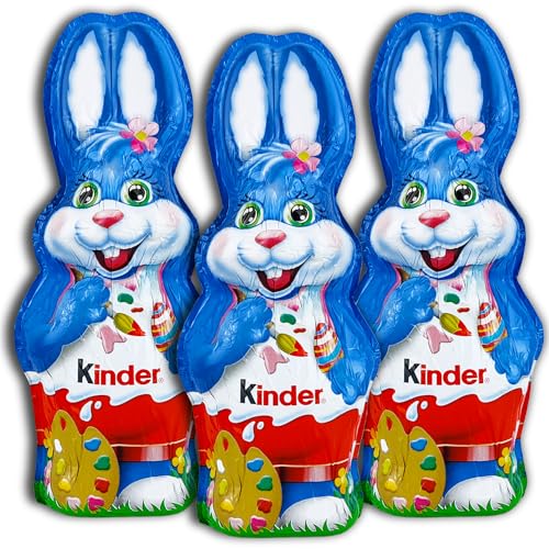 3 er Pack kinder Osterhase Kinderschokolade 3 x 110 g Osterhasen-Hohlfigur aus Vollmilch-Schokolade mit Milch-Creme von Ferrero