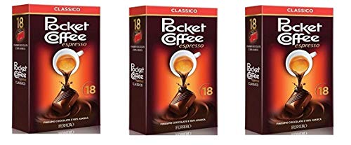 3x Ferrero Pocket Coffee Espresso 18 pezzi Pralinen mit flüssigem Kaffee gefüllt 225g von Ferrero