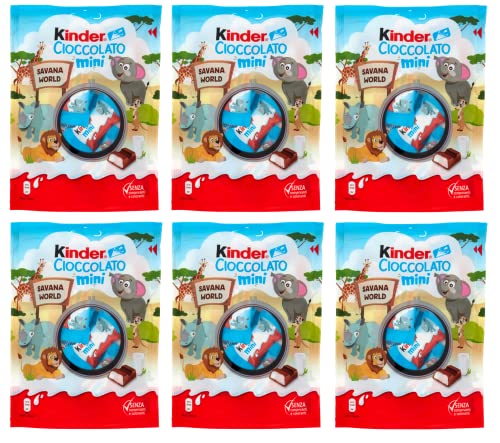 6x Ferrero Kinder Cioccolato al Latte Mini Mini-Portion aus Milchschokolade 125g Beutel Jeder Beutel enthält mindestens 19 Stück von Ferrero