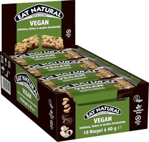 Eat Natural Frucht- & Nussriegel - Vegane Erdnüsse, Kokosnuss & Zartbitterschokolade - Vegan, glutenfreier Snack - Ideal für unterwegs. - 12x40 g von Ferrero