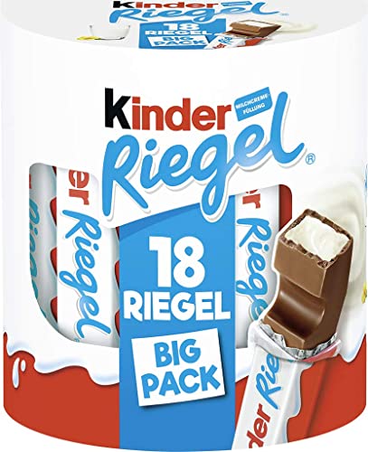 Ferrero Kinder Riegel Schokoriegel mit sehr feinem Milchherz umhüllt von Vollmilchschokolade (18 x 21g) 1 Packung mit je 18 Einzelriegeln von Ferrero