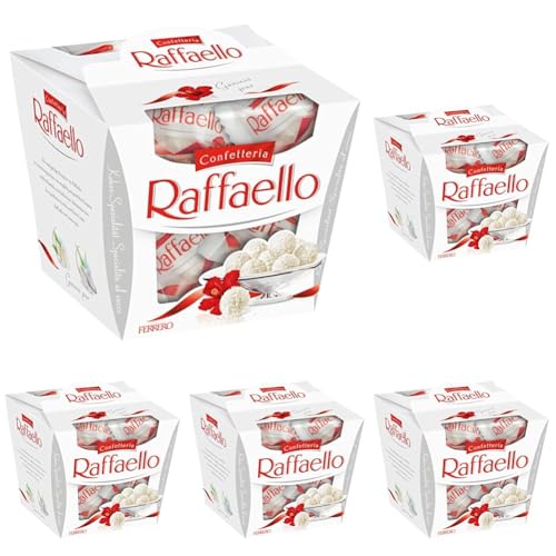 Ferrero Raffaello – Feine Creme, knackige Mandel, knusprige Waffel und Kokosflocken – 1 Packung à 150 g (Packung mit 5) von Ferrero