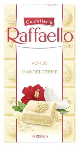 Ferrero Raffaello Tafel – Weiße Schokolade mit Kokos- und Mandelcreme – 1 x 90 g Schokoladentafel (Packung mit 6) von Ferrero