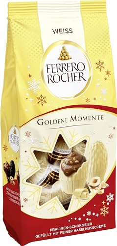 Ferrero Rocher Goldene Momente Weiße Weihnachtsschokolade – Pralinen-Schokoeier gefüllt mit Haselnusscreme – 90g von Ferrero