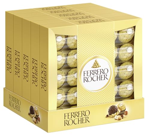 Ferrero Rocher – Knusprig-cremige Nuss-Pralinen-Spezialität – 5 Packungen à 25 Einzelpralinen von Ferrero