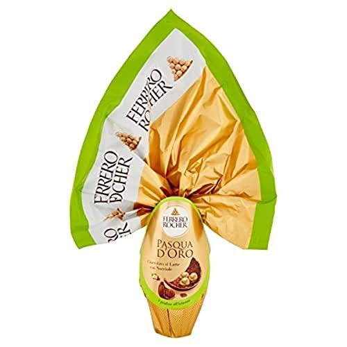 Ferrero Rocher Pasqua d'Oro Latte Uovo di Pasqua Osterei aus Milchschokolade und Haselnuss mit 4 Knusprigen Spezialitäten Drin 340g von Ferrero