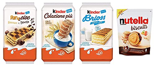 TESTPAKET Kinder Colazione Più - Brioss - Panecioc abgepackte Snacks + Ferrero Nutella Biscuits 4 Stücke von Ferrero
