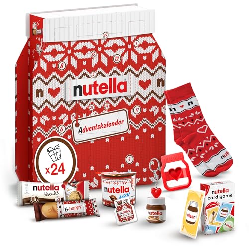 nutella Adventskalender 2024, eine Schokoladen-Adventskalender-Alternative mit 24 festlichen Leckereien und nutella Mini-Geschenken für Kinder und Erwachsene von Ferrero