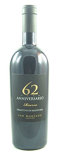 Primitivo di Manduria DOP Riserva 62 Anniversario 2019 Feudi di San Marzano (1x0,75l), trockener Spitzenrotwein aus Apulien von Feudi di San Marzano