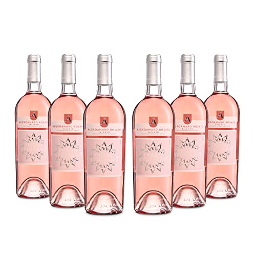 Feudo Apuliano Negroamaro Rosato Salento IGP, Rosé mit Frischem Geschmack mit Noten von Zitrusfrüchten im Abgang und einem Fruchtigen Bouquet, 12,5 % Vol., Karton mit 6 Flaschen mit jeweils 750 ml von Feudo Apuliano