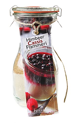 Backmischung im Weckglas für Himbeer Cassis Flammerie Mini ( 250ml ) - Zutaten im Weckglas für die einfache Zubereitung – Gourmet Back-Mischung von Feuer & Glas von Feuer und Glas