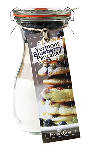 Backmischung im Weckglas für Vermont Blueberry Pancakes Mini ( 250ml ) - Zutaten im Weckglas für die einfache Zubereitung – Gourmet Back-Mischung von Feuer & Glas von Feuer und Glas