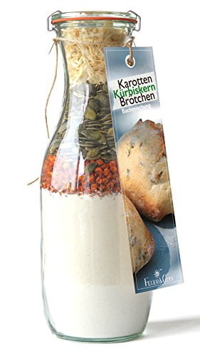 Backmischung im Weckglas für Karotten-Kürbiskern-Brötchen - von Feuer und Glas