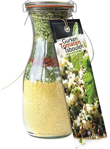 Fertigmischung für Gurken Tomaten Tabouleh – Raffinierte Rezeptideen im Glas für leckere Gerichte – Gourmet Gemüsecouscous einfach kochen oder verschenken – von Feuer & Glas von Feuer und Glas