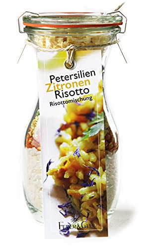 Gourmet Fertigmischung für Petersilien Zitronen Risotto Mini ( 250 ml ) –– Risotto-Reis mit Gemüse und Kräutern zum Kochen oder Verschenken – von Feuer & Glas von Feuer und Glas