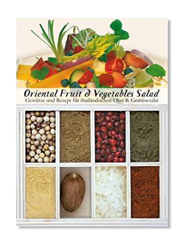 Oriental Fruit & Vegetables Salad – 8 Gewürze Set für thailändischen Obst- und Gemüsesalat (60g) – in einem schönen Holzkästchen – mit Rezept und Einkaufsliste – Geschenkidee für Feinschmecker von Feuer & Glas von Feuer und Glas