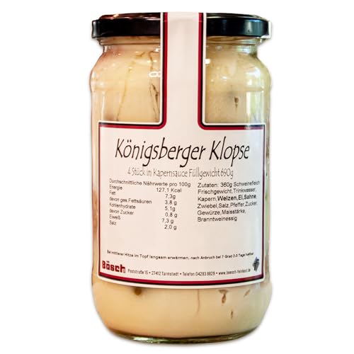 Bösch Feinkost | Klassiker im Glas | Fertiggerichte | Hausmannskost (Königsberger Klopse) von Feuerzangentasse