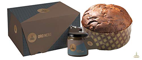 Deluxe Panettone "Oro Nero" mit Schokostückchen 1kg + Caffè-Creme 180g + Messerchen in edler Geschenkverpackung von Fiasconaro von Fiasconaro