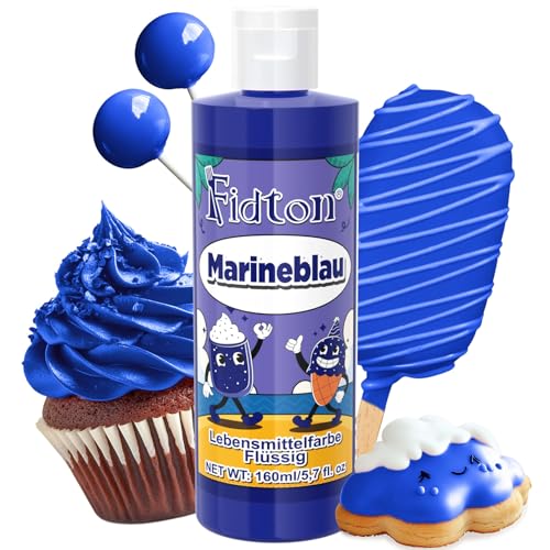 Lebensmittelfarbe Flüssig 160 ml - Fidton Große Kapazität Hochkonzentrierte Food Coloring für Tortendekoration, Flüssige Lebensmittelfarbe für Fondant, Makronen, Donut, Muffins - Marineblau von Fidton