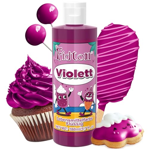 Lebensmittelfarbe Flüssig 160 ml - Fidton Große Kapazität Hochkonzentrierte Food Coloring für Tortendekoration, Flüssige Lebensmittelfarbe für Fondant, Makronen, Donut, Muffins - Violett von Fidton