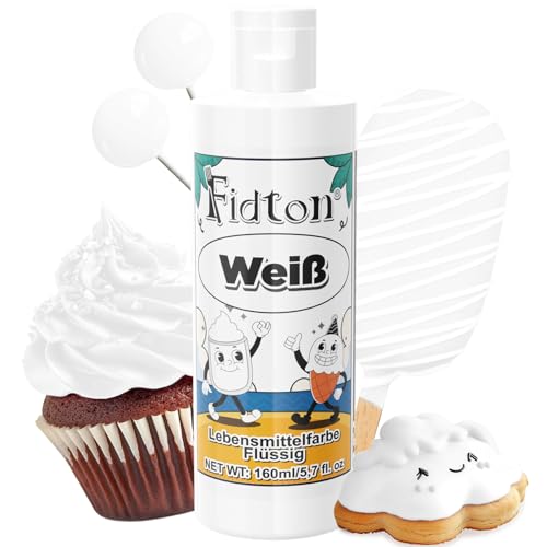 Lebensmittelfarbe Flüssig 160 ml - Fidton Große Kapazität Hochkonzentrierte Food Coloring für Tortendekoration, Flüssige Lebensmittelfarbe für Fondant, Makronen, Donuts, Muffins - Weiß von Fidton