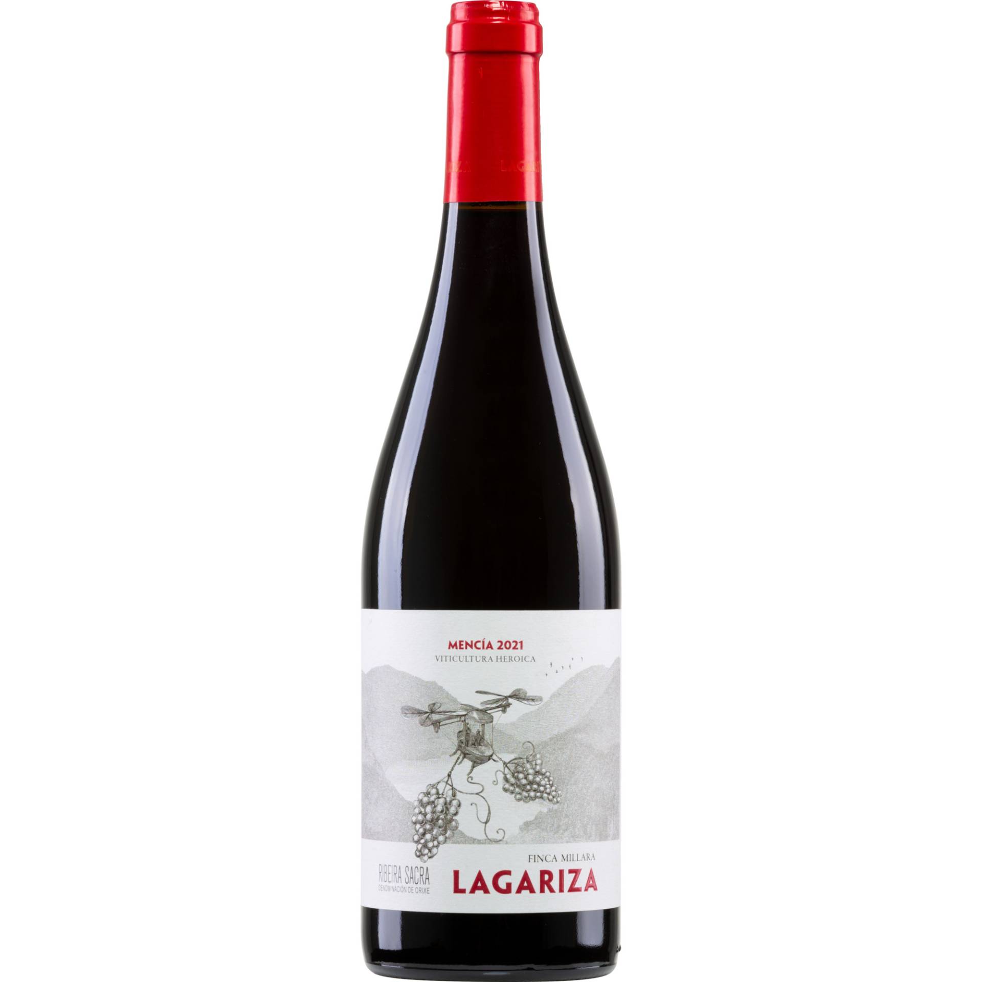 Finca Míllara Lagariza, Ribeira Sacra DO, Galicien, 2021, Rotwein von Finca Míllara - Lugar de a Millara S/N, 27430 Pantón, Lugo, Spanien